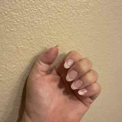LV Nail & Spa - Pink & white dip nails.