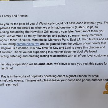 Pier 1 Fish N Chips - Announcement of closing. - Fish & Chips Near Me - Montebello, California