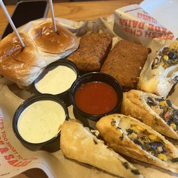 Chili's - Triple Dipper, Southwestern Eggrolls, Mozzarella Sticks, Big Mouth Bites, - American Near Me - Marietta, Georgia Chili's - Triple Dipper, Southwestern Eggrolls, Mozzarella Sticks, Big Mouth Bites, - American Near Me - Marietta, Georgia