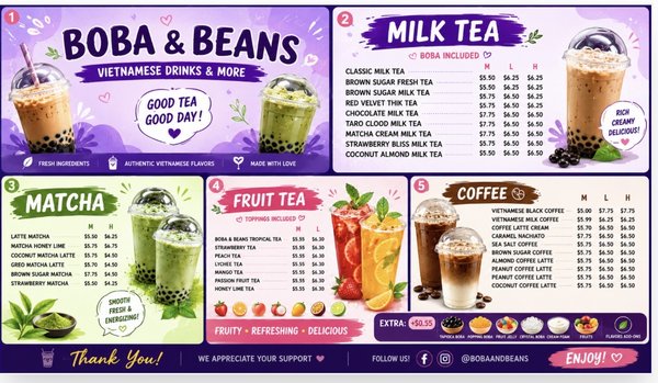 Menu photo 1 Boba and Beans Meriden, CT Menu photo 1 Boba and Beans Meriden, CT