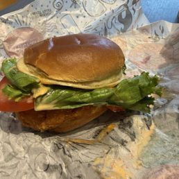 "Spicy" chicken sandwich with no flavor. "Spicy" chicken sandwich with no flavor.