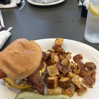 Eggs Up Grill - Brunch Burger with 2 tasty burgers, eggs, crispy bacon and cheese. *****5 stars! - Breakfast & Brunch Near Me - Jacksonville, North Carolina