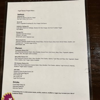 Yugiri Ramen Project - Menu - Ramen Near Me - Sanford, Florida