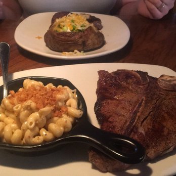 Outback Steakhouse - Porter house with mac and cheese and potato soup (already devoured) for me and stuffed potato, salad and 8oz filet mignon for my wife - Steakhouses Near Me - Ontario, California Outback Steakhouse - Porter house with mac and cheese and potato soup (already devoured) for me and stuffed potato, salad and 8oz filet mignon for my wife - Steakhouses Near Me - Ontario, California