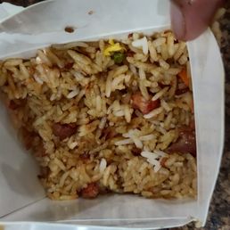 Only 1 pork fried rice for 2 dinner orders. Only 1 pork fried rice for 2 dinner orders.