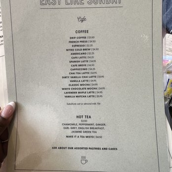Easy Like Sunday - Drink menu - Breakfast & Brunch Near Me - Baltimore, Maryland Easy Like Sunday - Drink menu - Breakfast & Brunch Near Me - Baltimore, Maryland