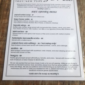 McAddy's Pub - Soft opening menu - Pubs Near Me - Troy, New York