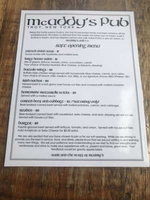 Menu photo 2 McAddy's Pub Troy, NY