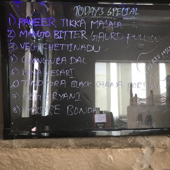 Suprabhat - Menu as you enter to check on daily specials which will appear on your thali. - Indian Near Me - Austin, Texas
