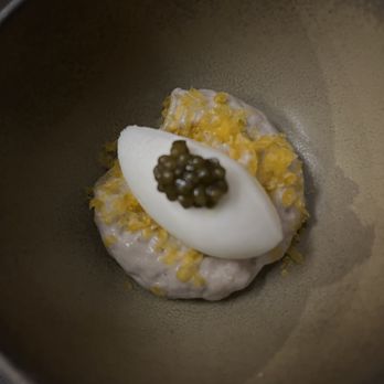 The Wolf's Tailor - The intermezzo of egg yoke forbidden rice and caviar (!!!) - New American Near Me - Denver, Colorado The Wolf's Tailor - The intermezzo of egg yoke forbidden rice and caviar (!!!) - New American Near Me - Denver, Colorado