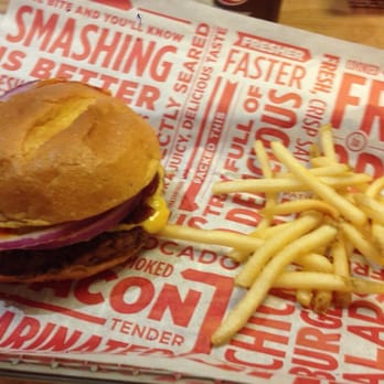 Smashburger - Bacon Cheeseburger and regular French fries - Burgers Near Me - Westerville, Ohio Smashburger - Bacon Cheeseburger and regular French fries - Burgers Near Me - Westerville, Ohio