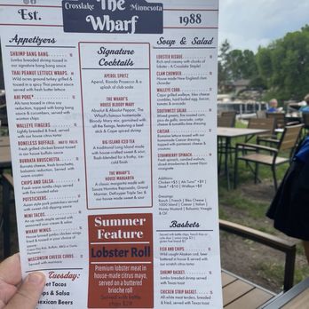 The Wharf - Menu June 2026 - Burgers Near Me - Crosslake, Minnesota The Wharf - Menu June 2026 - Burgers Near Me - Crosslake, Minnesota