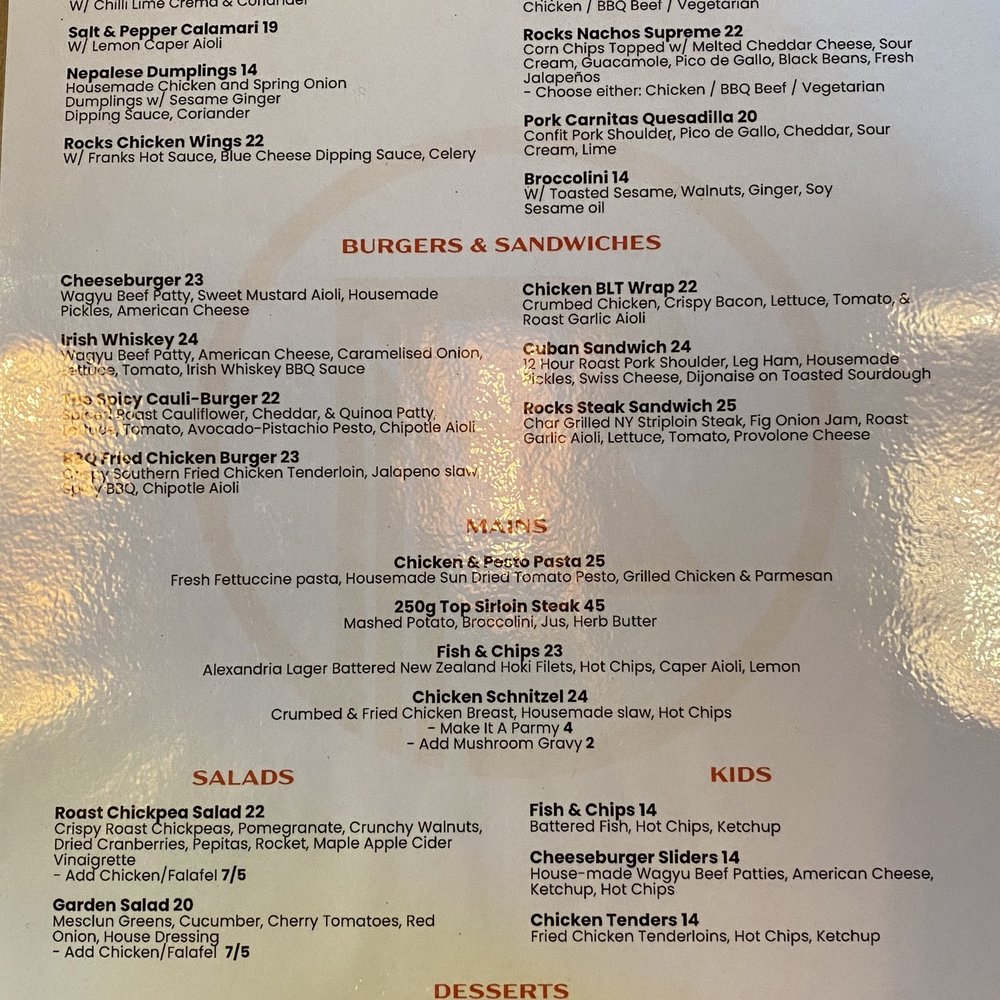 Rocks Brewing Co - Food menu - Breweries Near Me - Alexandria, NSW Rocks Brewing Co - Food menu - Breweries Near Me - Alexandria, NSW