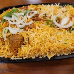 Piping hot fragrant mutton biriyani