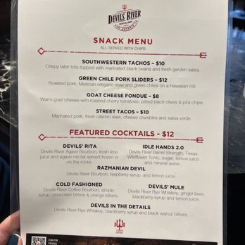 Devils River Distillery - Snack and Cocktail menu. - Distilleries Near Me - San Antonio, Texas Devils River Distillery - Snack and Cocktail menu. - Distilleries Near Me - San Antonio, Texas