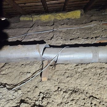 Pest Free - Our photo of duct that Pest Free technician clearly stepped on and purposely damaged during rodent inspection - Pest Control Near Me - Long Beach, California