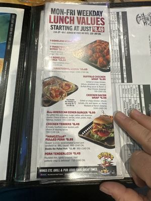 Menu photo 7 Wings Etc Camby, IN