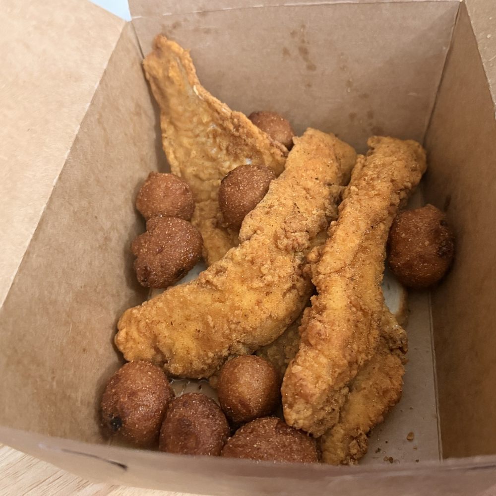 Brown Paper Bag Fish House - 2pcs whiting with hushpuppies - Fish & Chips Near Me - Washington, DC, District of Columbia Brown Paper Bag Fish House - 2pcs whiting with hushpuppies - Fish & Chips Near Me - Washington, DC, District of Columbia