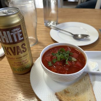 Alyonka Russian Cuisine - Borscht and kvass on the left - Russian Near Me - Boise, Idaho Alyonka Russian Cuisine - Borscht and kvass on the left - Russian Near Me - Boise, Idaho