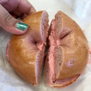 Bagel Place Cafe - Strawberry bagel with strawberry cream cheese - Bagels Near Me - Sunnyvale, California Bagel Place Cafe - Strawberry bagel with strawberry cream cheese - Bagels Near Me - Sunnyvale, California