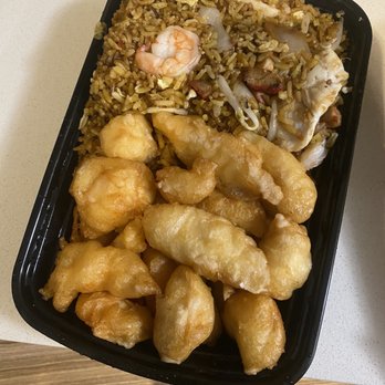 Shang Hai Take Out - Honey Chicken and house special House Fried Rice (honey sauce comes on the side). Really good!! - Chinese Near Me - Tampa, Florida