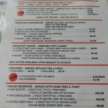At the Dam - Simple breakfast menu - Breakfast & Brunch Near Me - Broad Brook, Connecticut