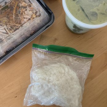 Pattaya Thai - Rice packed in an open sandwich bag lol - Thai Near Me - Honolulu, Hawaii