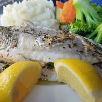 Mussels & More - Branzino filet, they didn't have the whole. The filet wasn't bad but usually the whole is more grilled so theres a nice charred taste. - Seafood Near Me - Brooklyn, New York