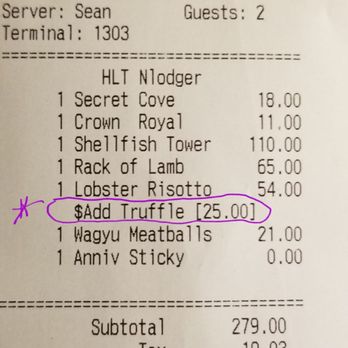 Gordon Ramsay Hell's Kitchen - Whopping upcharge for 3 shavings of truffle - Steakhouses Near Me - Stateline, Nevada Gordon Ramsay Hell's Kitchen - Whopping upcharge for 3 shavings of truffle - Steakhouses Near Me - Stateline, Nevada