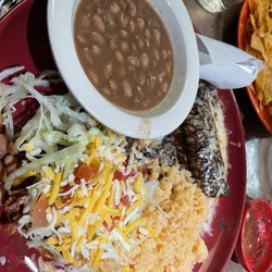 Maracas Mexican Grill - Combo plate of chicken mole enchilada and pulled pork tostada