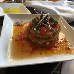 Fried Green Tomato Napoleon 12 housemade red pepper jelly, pimento cheese