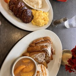 Flavor Table - Sausage patties, scrambled eggs, grits. Southern style