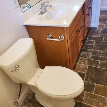 KB Construction & Painting - Did pipe repair work behind the wall. New cabinet installed with new toilet. - General Contractors Near Me KB Construction & Painting - Did pipe repair work behind the wall. New cabinet installed with new toilet. - General Contractors Near Me