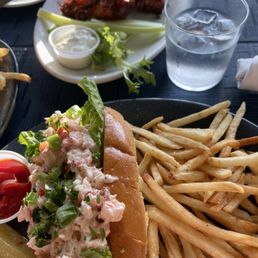 Lobster roll and chicken wings appetizer