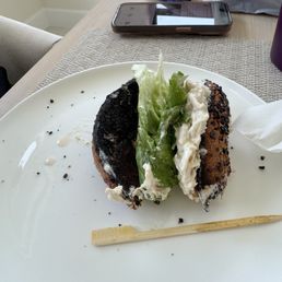 Supposed to be a toasted bagel with chicken salad on it. THIS is what I got to eat when I opened up my "to go" order.
