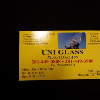 Uni Auto Glass - Heard great things about this place, glad my dad told me about them. - Windshield Installation & Repair Near Me - Houston, Texas Uni Auto Glass - Heard great things about this place, glad my dad told me about them. - Windshield Installation & Repair Near Me - Houston, Texas