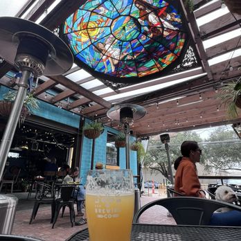 Lazarus Brewing - Courtyard area with beautiful stained glass ceiling - Breweries Near Me - Austin, Texas