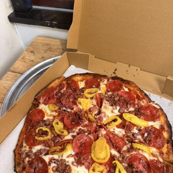 Flamz Pizzeria - PEPPERONI BACON BANANA PEPPERS - Pizza Near Me - Detroit, Michigan Flamz Pizzeria - PEPPERONI BACON BANANA PEPPERS - Pizza Near Me - Detroit, Michigan
