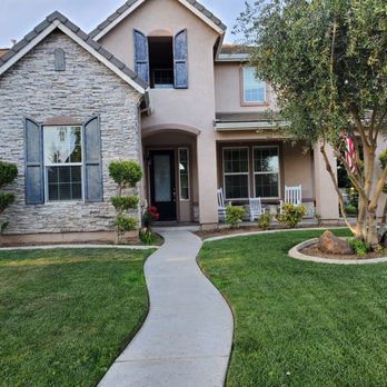 Barajas Painting - Before and after photos.  After is called copley gray with anchors aweigh blue - Painters Near Me - Modesto, California