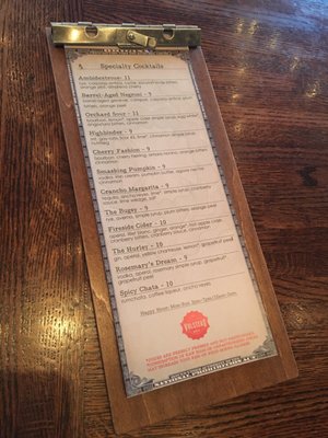 Menu photo 8 Volstead Act Spokane, WA