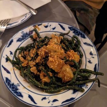 Bonnie's - dao gok (VT, V*, GF*) chinese long beans, fermented bean curd garlic butter + yauh ja gwai - Cantonese Near Me - Brooklyn, New York