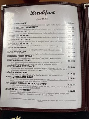 Menu photo 7 Westside Cafe & Coffee Company Reno, NV