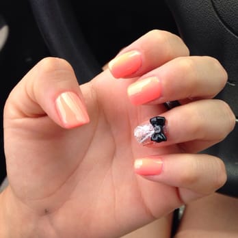 T & C Nails - Gel nails with a bow accessory - Nail Salons Near Me - Haltom City, Texas