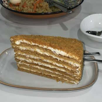 Jannat Restaurant - Honey Cake, it is very soft and fresh - Uzbek Near Me - Rolling Meadows, Illinois