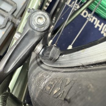 Landry's Bicycles - Misaligned newly installed brake pads - Bike Rentals Near Me - Norwood, Massachusetts Landry's Bicycles - Misaligned newly installed brake pads - Bike Rentals Near Me - Norwood, Massachusetts
