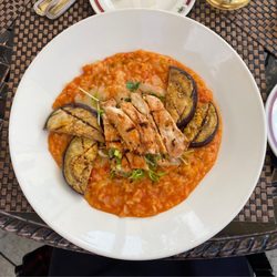 Westmoor Country Club - Tomato Risotto with Grilled Chicken and Eggplant