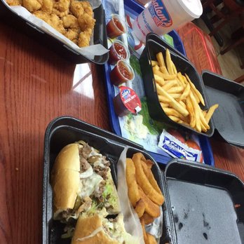 Salem's Fresh Eats - Philly Cheesesteak meal with onion rings & shrimp meal with fries - Seafood Near Me - Tampa, Florida Salem's Fresh Eats - Philly Cheesesteak meal with onion rings & shrimp meal with fries - Seafood Near Me - Tampa, Florida