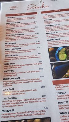 Menu photo 6 Sriracha Thai Cuisine San Francisco, CA