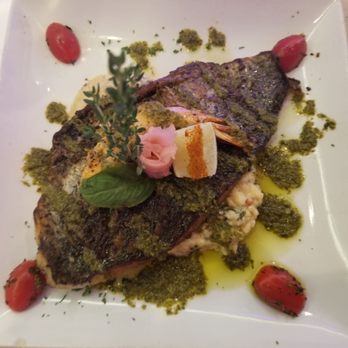 Blanc - Asian Sea Bass with mushroom, spinach risotto - French Near Me - Fort Myers, Florida