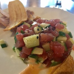 An amazing tuna tartare with plantain chips! An amazing tuna tartare with plantain chips!